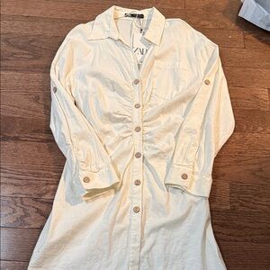 Zara Off-White Shirt Dress